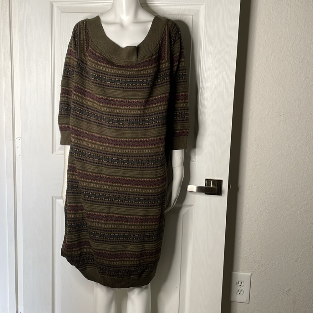NWT Lauren Ralph Lauren Black Label Cotton & Linen Striped Sweater Midi Dress
